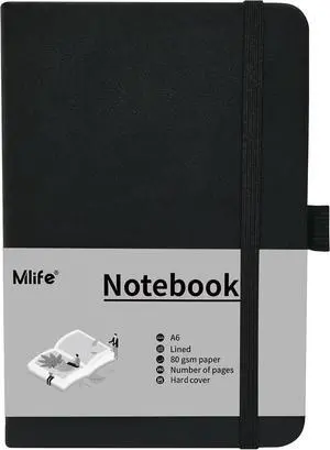 Mlife A6 Small Journal Notebook, Lined Pocket Notebook with Pen Holder, Mini Notebook Hardcover, 192 Pages, 3.9 inches * 5.5 inches Journal for Women and Man1PACK Black Mlife A6 Small Journal Notebook, Lined Pocket Notebook with Pen Holder, Mini Notebook Hardcover, 192 Pages, 3.9 inches * 5.5 inches Journal for Women and Man1PACK Black