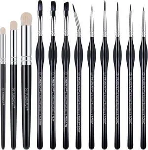 PANDAFLY Miniature Paint Brushes Drybrush Set, 12 Sizes PANDAFLY Miniature Paint Brushes Drybrush Set, 12 Sizes