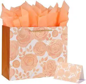 SUNCOLOR Large Gift Bag, Rose Gold, 13W x 10.2H x 4.7D inches SUNCOLOR Large Gift Bag, Rose Gold, 13W x 10.2H x 4.7D inches