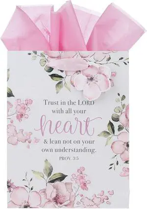 Christian Art Gifts Medium Gift Bag with Tissue Paper, Proverbs 3:5 Christian Art Gifts Medium Gift Bag with Tissue Paper, Proverbs 3:5