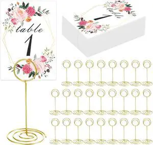 26 PCS Table Number Holder - Table Card Holder Stand Wire Photo Holder with 26 Pcs Floral Table Number Cards, Place Card Holder Stand for Weddings Party Office Paper Memo Menu Note Clips 26 PCS Table Number Holder - Table Card Holder Stand Wire Photo Holder with 26 Pcs Floral Table Number Cards, Place Card Holder Stand for Weddings Party Office Paper Memo Menu Note Clips