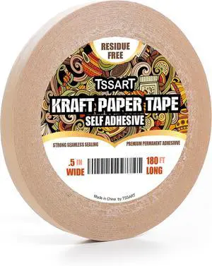 Kraft Paper Tape K49 - Self Adhesive Brown Frame Backing Tape Packing Tape with Oxidation Resistance for Picture Framing, Masking, Sealing and Packaging Use - 1/2inch Wide 180FT Long Kraft Paper Tape K49 - Self Adhesive Brown Frame Backing Tape Packing Tape with Oxidation Resistance for Picture Framing, Masking, Sealing and Packaging Use - 1/2inch Wide 180FT Long