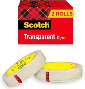 Scotch Brand Transparent Tape, 3/4 x 2592 Inches, 3 Inch Core, 2 Rolls Scotch Brand Transparent Tape, 3/4 x 2592 Inches, 3 Inch Core, 2 Rolls
