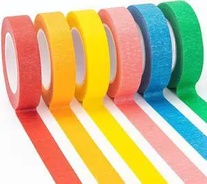 OWLKELA 6 Rolls Masking Tape, 0.6" x 16 Yard Per, Rainbow Colors OWLKELA 6 Rolls Masking Tape, 0.6" x 16 Yard Per, Rainbow Colors