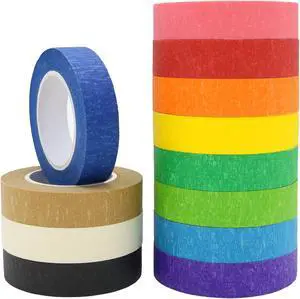 OWLKELA 12 Rolls Masking Tape, 16yd per Roll, Rainbow Colors OWLKELA 12 Rolls Masking Tape, 16yd per Roll, Rainbow Colors