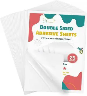 25 Sheets Clear Double Sided Adhesive Tape - Heavy Duty Sticky Crafts Tape Sheets for DIY Art, Tumbler Wrapping, Home Decoration, Scrapbooking (Strong & Removable) 25 Sheets Clear Double Sided Adhesive Tape - Heavy Duty Sticky Crafts Tape Sheets for DIY Art, Tumbler Wrapping, Home Decoration, Scrapbooking (Strong & Removable)