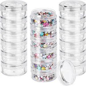 3 Sets 6 Layer Stackable Plastic Containers, 10G/10ML Clear Cosmetic Storage Box Round Organizer Jars for Beads, Buttons, Small Jewelry Findings 3 Sets 6 Layer Stackable Plastic Containers, 10G/10ML Clear Cosmetic Storage Box Round Organizer Jars for Beads, Buttons, Small Jewelry Findings