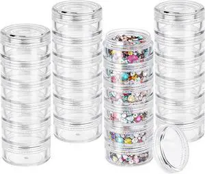 4 Sets 6 Layer Stackable Plastic Containers, 10G/10ML Clear Cosmetic Storage Box Round Organizer Jars for Beads, Buttons, Small Jewelry Findings 4 Sets 6 Layer Stackable Plastic Containers, 10G/10ML Clear Cosmetic Storage Box Round Organizer Jars for Beads, Buttons, Small Jewelry Findings