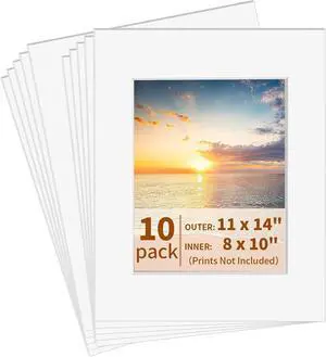 Picture Frame Mats, 11×14 Matted to 8×10 Photo Mat, Acid Free, White Picture Frame Mats, 11×14 Matted to 8×10 Photo Mat, Acid Free, White