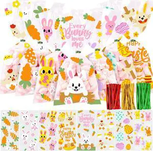 JOICEE 120PCS Easter Cellophane Treat Bags Clear Candy Gifts Bags JOICEE 120PCS Easter Cellophane Treat Bags Clear Candy Gifts Bags