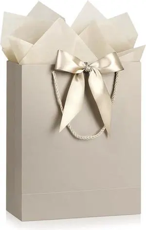 YoungTree Champagne Paper Gift Bags with Handles, Party Present Bag YoungTree Champagne Paper Gift Bags with Handles, Party Present Bag