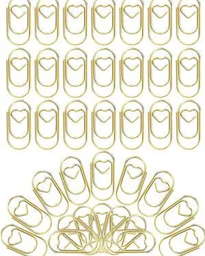 100 Pack Gold Love Heart Shaped Paper Clips, 0.8inch Small Paper Clips for Funny, Small Mini Paperclips Paper Clamps for Office School Home Desk Organizers 100 Pack Gold Love Heart Shaped Paper Clips, 0.8inch Small Paper Clips for Funny, Small Mini Paperclips Paper Clamps for Office School Home Desk Organizers
