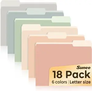 SUNEE File Folders, 18 Pack Manilla Folders 8.5 x 11, Colored Folder Office Organization Home School Folders for Documents Files Paper, 6 Pastel Colors SUNEE File Folders, 18 Pack Manilla Folders 8.5 x 11, Colored Folder Office Organization Home School Folders for Documents Files Paper, 6 Pastel Colors