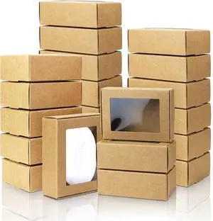 BadenBach 50 Pack Mini Kraft Boxes with Clear Window, 3.3"x2.3"x1.2", Brown BadenBach 50 Pack Mini Kraft Boxes with Clear Window, 3.3"x2.3"x1.2", Brown