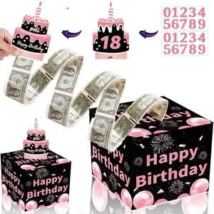 Rxwstt Birthday Money Box for Cash, Money Roll Gift Box for Cake Pull Out Kit with Cards Money as Money Bouquet, Surprise Birthday Money Pull Box Explosion for All Age Group with Instruction Book Rxwstt Birthday Money Box for Cash, Money Roll Gift Box for Cake Pull Out Kit with Cards Money as Money Bouquet, Surprise Birthday Money Pull Box Explosion for All Age Group with Instruction Book