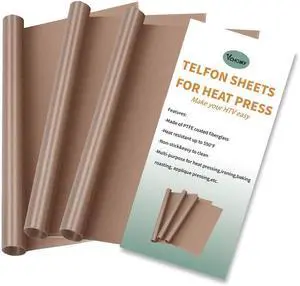 Teflon Sheets for Heat Press,Non-stick Reusable PTFE Teflon Paper Sheet Roll for Cricut Sublimation Heat Transfer,HTV Iron On,Baking (3 Pack 12x16in) Teflon Sheets for Heat Press,Non-stick Reusable PTFE Teflon Paper Sheet Roll for Cricut Sublimation Heat Transfer,HTV Iron On,Baking (3 Pack 12x16in)