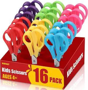 BURVAGY 5.5" Kids Scissors Safety Child Small Scissors for School 16 Pack BURVAGY 5.5" Kids Scissors Safety Child Small Scissors for School 16 Pack