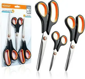 VEESA Titanium Scissors Set of 3, Ultra Sharp Stainless Steel VEESA Titanium Scissors Set of 3, Ultra Sharp Stainless Steel