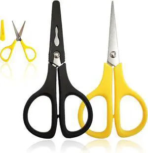 2Pcs Medium Scissors, Safety Scissors with Cap, Yellow & Black 2Pcs Medium Scissors, Safety Scissors with Cap, Yellow & Black