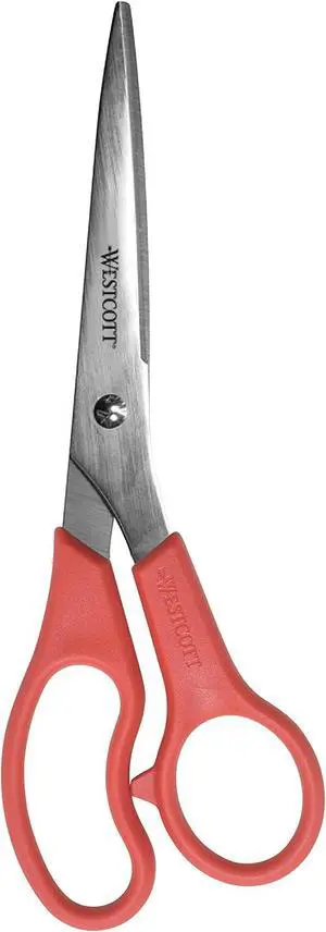 Westcott 8" All Purpose Value Stainless Steel Straight Scissors, Red Westcott 8" All Purpose Value Stainless Steel Straight Scissors, Red