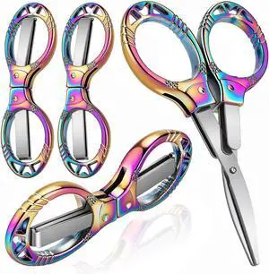 NAHSHON 4 Pcs Folding Stainless Steel Portable Mini Travel Badge Scissors NAHSHON 4 Pcs Folding Stainless Steel Portable Mini Travel Badge Scissors