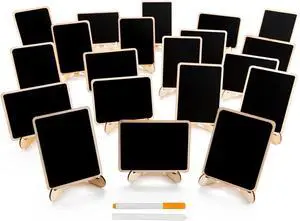 DSTELIN 20 Pack Wood Mini Chalkboards Signs with Support Easels, Place Cards, Small Rectangle Chalkboards Blackboard for Weddings, Birthday Parties, Message Board Signs and Event Decorations DSTELIN 20 Pack Wood Mini Chalkboards Signs with Support Easels, Place Cards, Small Rectangle Chalkboards Blackboard for Weddings, Birthday Parties, Message Board Signs and Event Decorations