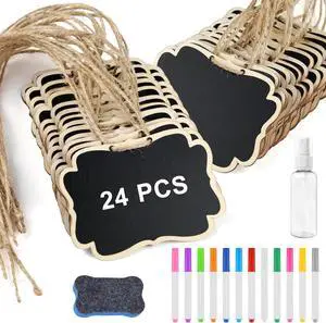 NEBURORA 24 Pcs Mini Erasable Wood Chalkboard Signs with Hanging String Reusable Double-Sided Blackboards for Message Boards Hanging Signs Price Labels Table Numbers Plant Name Tags NEBURORA 24 Pcs Mini Erasable Wood Chalkboard Signs with Hanging String Reusable Double-Sided Blackboards for Message Boards Hanging Signs Price Labels Table Numbers Plant Name Tags