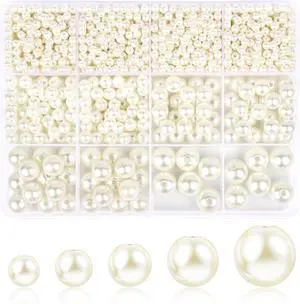 1228 Pieces Pearl Beads for Jewelry Making, 5 Sizes (4mm, 6mm, 8mm, 10mm, 14mm) Round Acrylic Imitation Pearls with Holes for Bracelets, Necklaces, Crafts, Vase Fillers 1228 Pieces Pearl Beads for Jewelry Making, 5 Sizes (4mm, 6mm, 8mm, 10mm, 14mm) Round Acrylic Imitation Pearls with Holes for Bracelets, Necklaces, Crafts, Vase Fillers