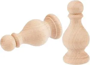 BENECREAT 2Pcs Unfinished Beech Wood Finials, 1.5x3.5inch Curtain Rod Finials, Craft Decorative Finials for Bed Post, Flagpole Topper, Rocking Chair BENECREAT 2Pcs Unfinished Beech Wood Finials, 1.5x3.5inch Curtain Rod Finials, Craft Decorative Finials for Bed Post, Flagpole Topper, Rocking Chair