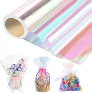 woric Iridescent Cellophane Wrap Roll, 82 Ft x 17 In, Clear Wrapping Paper woric Iridescent Cellophane Wrap Roll, 82 Ft x 17 In, Clear Wrapping Paper