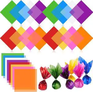 PEASUG 120 Pcs Colored Cellophane Sheets for Crafts 7.5 x 7.5 Inches PEASUG 120 Pcs Colored Cellophane Sheets for Crafts 7.5 x 7.5 Inches