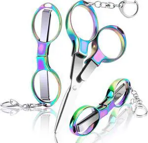 3 Pcs Folding Stainless Steel Mini Badge Scissors with 3 Keychains 3 Pcs Folding Stainless Steel Mini Badge Scissors with 3 Keychains