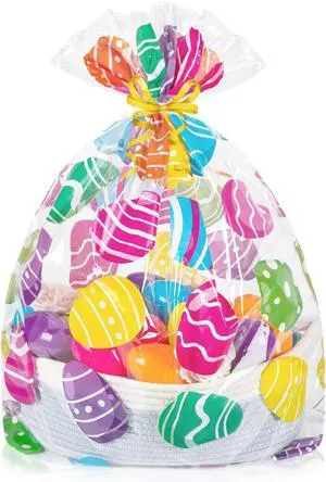 CUDICY Easter Bags 10pcs Large Cellophane Bags 24x30 Inch Cellophane Wrap for Gift Baskets Clear Plastic Gift Wrapping CUDICY Easter Bags 10pcs Large Cellophane Bags 24x30 Inch Cellophane Wrap for Gift Baskets Clear Plastic Gift Wrapping