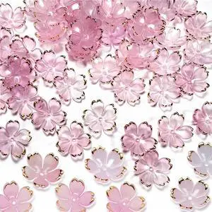 50Pcs Cherry Blossom Acrylic Flower Beads, Mini Floral Spacer Beads for Jewelry Making 5-Petal Gradient Flower Bead Gold-Plated Flowers Bead Charms for Bracelets (Pale Pink Gradient) 50Pcs Cherry Blossom Acrylic Flower Beads, Mini Floral Spacer Beads for Jewelry Making 5-Petal Gradient Flower Bead Gold-Plated Flowers Bead Charms for Bracelets (Pale Pink Gradient)