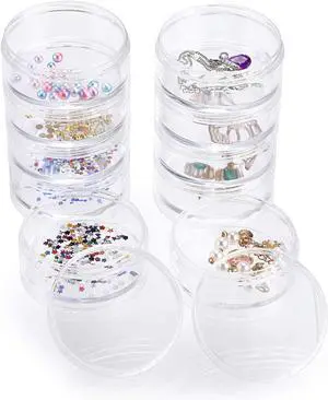 Hipiwe 2 Packs 5-Slot Clear Plastic Storage Jars Jewelry Beads Organizer Hipiwe 2 Packs 5-Slot Clear Plastic Storage Jars Jewelry Beads Organizer
