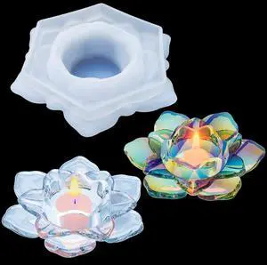 Palksky Lotus Tealight Candles Holders Resin Mold, Flower Candlestick Epoxy Casting Silicone Molds for DIY Jewelry Box, Trinket Container, Candy Box Home Table Decoration Palksky Lotus Tealight Candles Holders Resin Mold, Flower Candlestick Epoxy Casting Silicone Molds for DIY Jewelry Box, Trinket Container, Candy Box Home Table Decoration