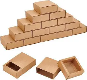 BENECREAT 20 Pack Brown Kraft Paper Drawer Boxes, 3.2x3.2x1.2 Inch Square Kraft Paper Gift Box Cookie Boxes for Wedding Party Gifts, Jewellery Packaging BENECREAT 20 Pack Brown Kraft Paper Drawer Boxes, 3.2x3.2x1.2 Inch Square Kraft Paper Gift Box Cookie Boxes for Wedding Party Gifts, Jewellery Packaging