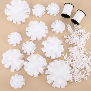 FORBINBO 16 Pcs Gift Bows Assortment - 4 Size Gift Bowsand 2 Crimped Curling Ribbons, Perfect for Christmas, HolidayBirthdays, Weddings, Baby/Bridal Showers, Party (White) FORBINBO 16 Pcs Gift Bows Assortment - 4 Size Gift Bowsand 2 Crimped Curling Ribbons, Perfect for Christmas, HolidayBirthdays, Weddings, Baby/Bridal Showers, Party (White)