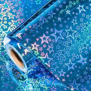 LeZakaa Blue Holographic Wrapping Paper Roll, Metallic Shiny Star Pattern, for Christmas Eve, Holiday Season, for Birthday, Wedding, Baby Shower, Valentines, Graduation, Mini Roll, 17 in x 32.8 Ft LeZakaa Blue Holographic Wrapping Paper Roll, Metallic Shiny Star Pattern, for Christmas Eve, Holiday Season, for Birthday, Wedding, Baby Shower, Valentines, Graduation, Mini Roll, 17 in x 32.8 Ft