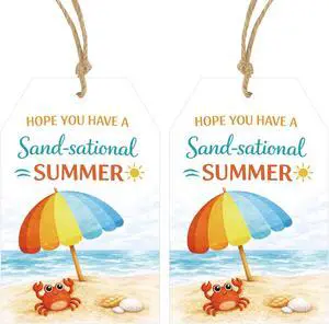 Anwyll Summer Gift Tags with String - 50Pcs End of School Year Tags Teacher Apperciation Gift Tag Personalized Hope You Have a Sand-Sational Summer Tag for Present Wrapping Treat Bag Party Favor Anwyll Summer Gift Tags with String - 50Pcs End of School Year Tags Teacher Apperciation Gift Tag Personalized Hope You Have a Sand-Sational Summer Tag for Present Wrapping Treat Bag Party Favor