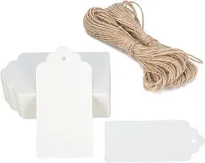 G2PLUS White Gift Tags with String, 2'' x 4'' Paper Gift Tag, 100PCS Rectangle Blank Tags with Holes for Arts and Crafts, Wedding,Holiday,Christmas Gift Wrapping, Party Decor G2PLUS White Gift Tags with String, 2'' x 4'' Paper Gift Tag, 100PCS Rectangle Blank Tags with Holes for Arts and Crafts, Wedding,Holiday,Christmas Gift Wrapping, Party Decor
