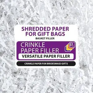 White Crinkle Paper Filler 5.5oz Shredded Paper for Gift Baskets, Bridesmaid Proposal Gifts, Basket Filler for Christmas, Wedding, Birthday & Craft Gift Boxes White Crinkle Paper Filler 5.5oz Shredded Paper for Gift Baskets, Bridesmaid Proposal Gifts, Basket Filler for Christmas, Wedding, Birthday & Craft Gift Boxes