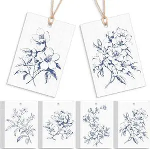 AmazingSpark 50 Set Gift Tags with String, Chinoiserie, Blue AmazingSpark 50 Set Gift Tags with String, Chinoiserie, Blue
