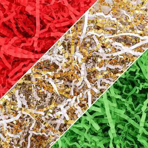FUSHENMU 300g/10.6oz Christmas Raffia Paper Confetti Shred,Red Green Gold Cut Paper Grass Filler Paper for Gift Wrapping Craft DIY Gift Bag Box Filling Party Home Decoration FUSHENMU 300g/10.6oz Christmas Raffia Paper Confetti Shred,Red Green Gold Cut Paper Grass Filler Paper for Gift Wrapping Craft DIY Gift Bag Box Filling Party Home Decoration