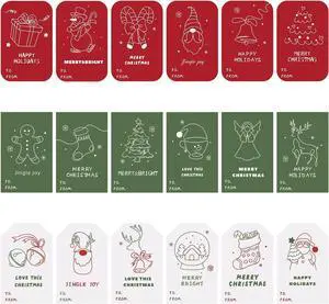 LOKIPA Christmas Gift Tags Stickers, 180 Pieces Christmas Self Adhesive Gift Tag Stickers for Xmas Birthday Wedding Holiday Decor LOKIPA Christmas Gift Tags Stickers, 180 Pieces Christmas Self Adhesive Gift Tag Stickers for Xmas Birthday Wedding Holiday Decor