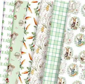 LeZakaa Easter Wrapping Paper Sheets, Bunny Carrot Green Plaid Vintage Gift Wrap for Easter Basket, Kids Birthday, Baby Shower and Spring Celebration, Folded Flat 6 Sheets, 19.7" x 27.5" Per Sheet LeZakaa Easter Wrapping Paper Sheets, Bunny Carrot Green Plaid Vintage Gift Wrap for Easter Basket, Kids Birthday, Baby Shower and Spring Celebration, Folded Flat 6 Sheets, 19.7" x 27.5" Per Sheet