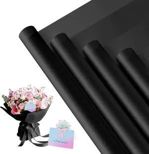 REAXYZNN 20 Sheets Flower Wrapping Paper, Waterproof Floral Wrapping Paper with Cards for DIY Craft, Florist Packaging Supplies for Birthday, Wedding Gift (Black) REAXYZNN 20 Sheets Flower Wrapping Paper, Waterproof Floral Wrapping Paper with Cards for DIY Craft, Florist Packaging Supplies for Birthday, Wedding Gift (Black)
