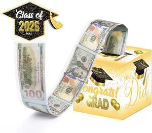 Fufflomi Class of 2026 Graduation Money Pull Box for Cash Gifts, Congrats Grad Money Box for Graduation Decorations, Yellow Fufflomi Class of 2026 Graduation Money Pull Box for Cash Gifts, Congrats Grad Money Box for Graduation Decorations, Yellow