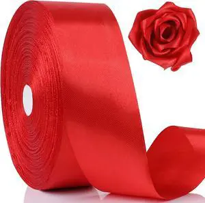 100 Yards Ribbon,1-1/2 Inch Red Satin Ribbon,Single Face Satin Ribbons 100 Yards Ribbon,1-1/2 Inch Red Satin Ribbon,Single Face Satin Ribbons
