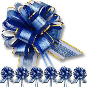 6 PCS Large Pull Bows, Gift Wrapping Bows, Gift Wrapping Ribbon Pull Bows Gift Bows for Wedding, Birthday, Christmas, Valentine's Day, Gift Baskets, Party, Presents Decor, Holiday Decor (Blue) 6 PCS Large Pull Bows, Gift Wrapping Bows, Gift Wrapping Ribbon Pull Bows Gift Bows for Wedding, Birthday, Christmas, Valentine's Day, Gift Baskets, Party, Presents Decor, Holiday Decor (Blue)